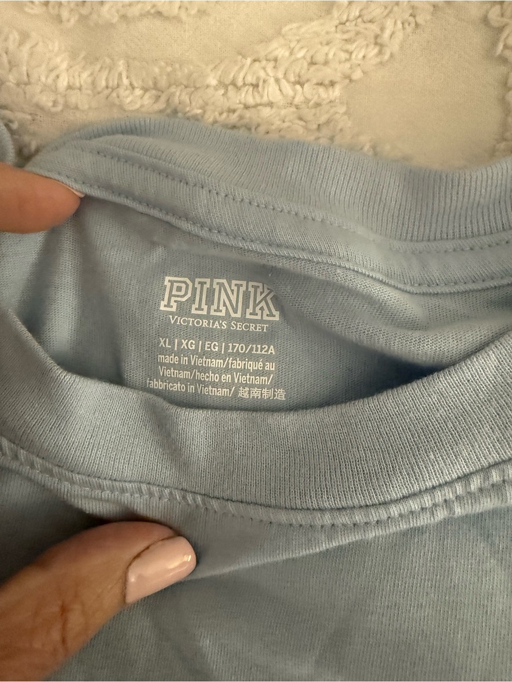 PINK Victoria's Secret Light Blue Short Sleeve Crewneck Tee - Picture 2 of 10